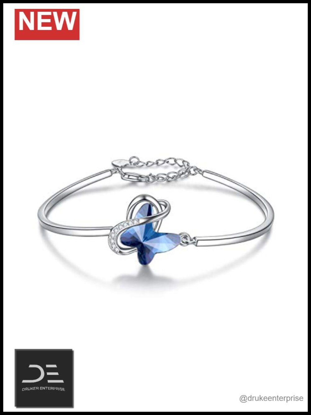 Sterling Silver Infinity Butterfly Bangle Bracelet Crystal Austria
